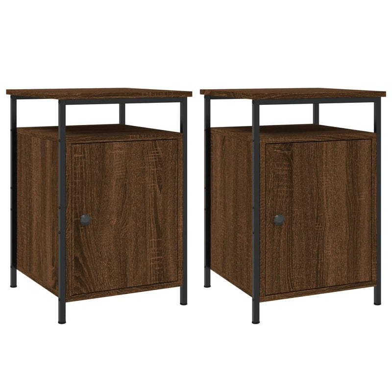 Nachtkastjes 2 st 40x42x60 cm bewerkt hout bruin eikenkleur MeubelReus