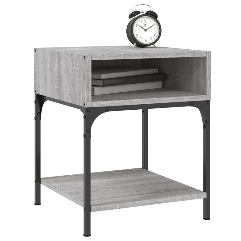 Nachtkastje 40x41x50 cm bewerkt hout grijs sonoma MeubelReus