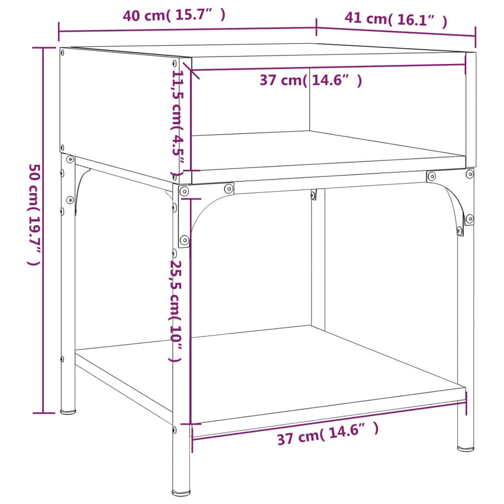Nachtkastjes 2 st 40x41x50 cm bewerkt hout grijs sonoma eiken MeubelReus