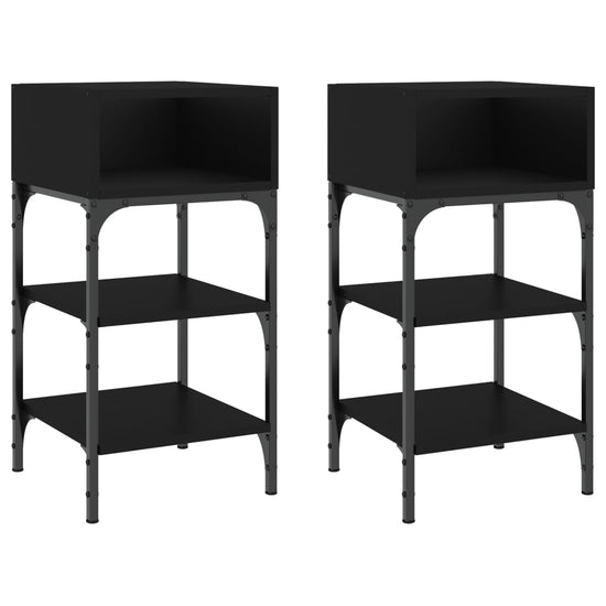 Nachtkastjes 2 st 35x34,5x70 cm bewerkt hout zwart MeubelReus