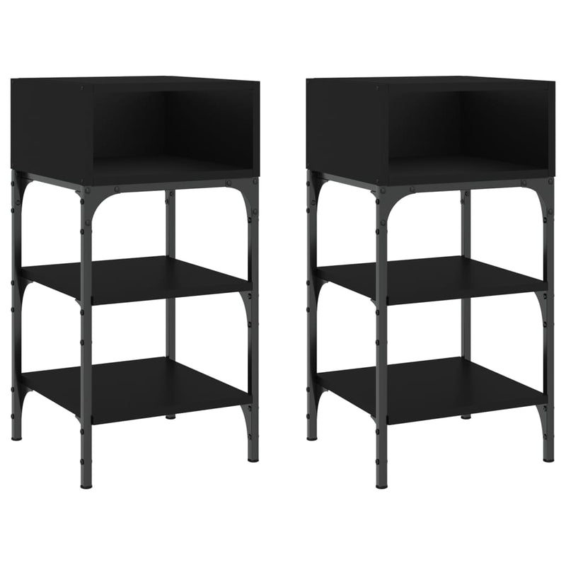 Nachtkastjes 2 st 35x34,5x70 cm bewerkt hout zwart MeubelReus