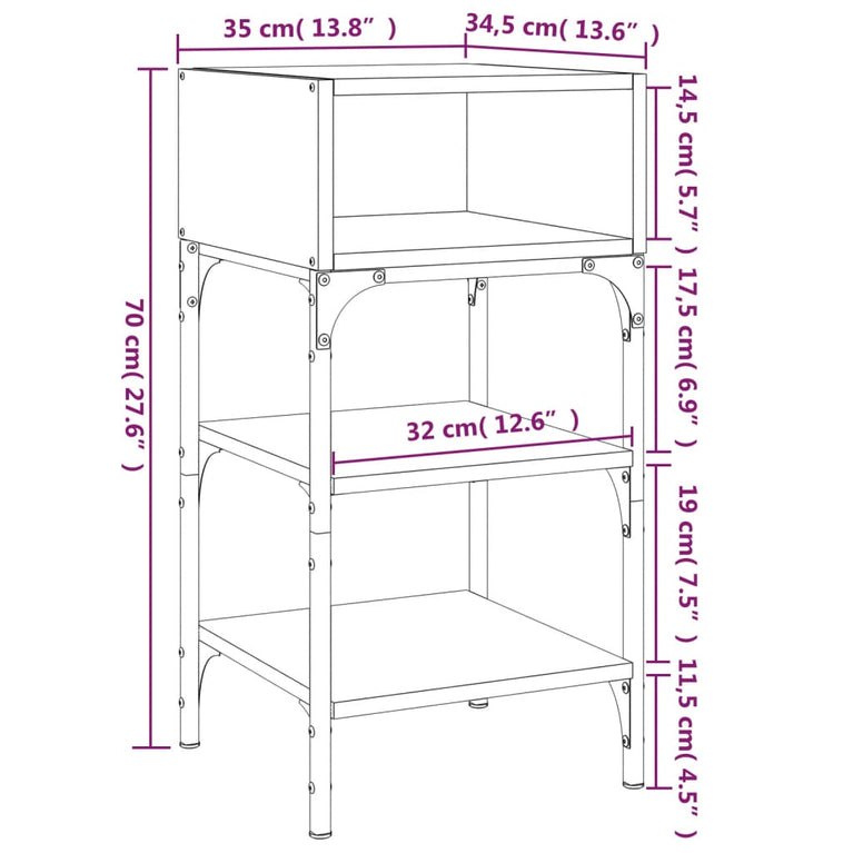 Nachtkastjes 2 st 35x34,5x70 cm sonoma eikenkleurig MeubelReus