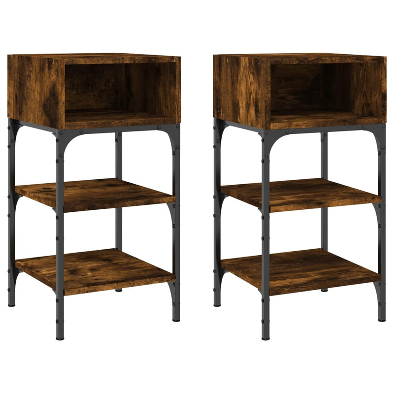 Nachtkastjes 2 st 35x34,5x70 cm bewerkt hout gerookt eikenkleur MeubelReus