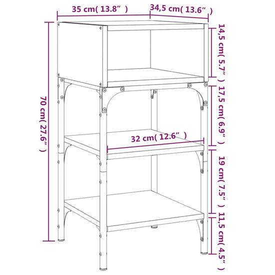 Nachtkastjes 2 st 35x34,5x70 cm bewerkt hout gerookt eikenkleur MeubelReus
