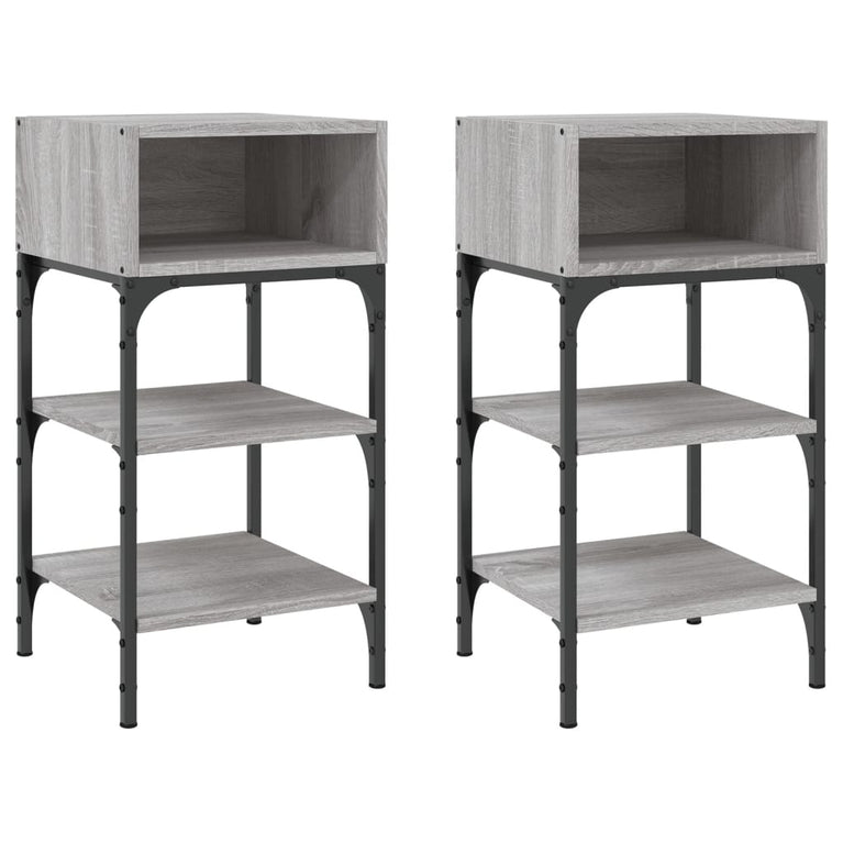 Nachtkastjes 2 st 35x34,5x70 cm bewerkt hout grijs sonoma eiken MeubelReus