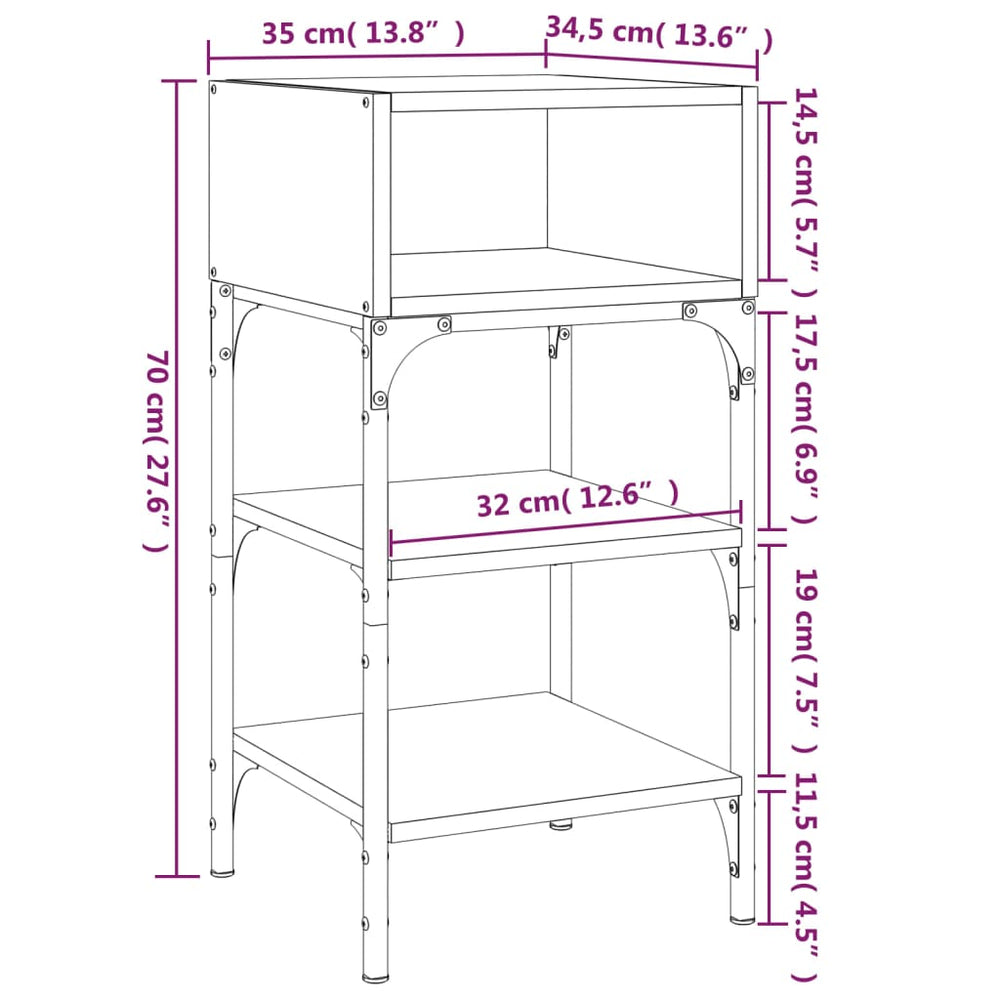 Nachtkastjes 2 st 35x34,5x70 cm bewerkt hout grijs sonoma eiken MeubelReus