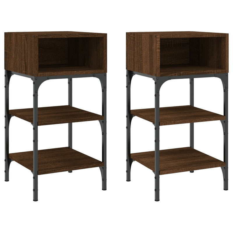 Nachtkastjes 2 st 35x34,5x70 cm bewerkt hout bruin eikenkleur MeubelReus