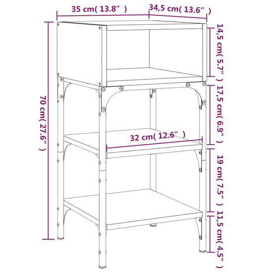 Nachtkastjes 2 st 35x34,5x70 cm bewerkt hout bruin eikenkleur MeubelReus