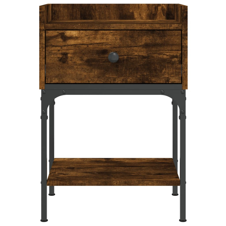 Nachtkastje 40,5x31x60 cm bewerkt hout gerookt eikenkleurig MeubelReus