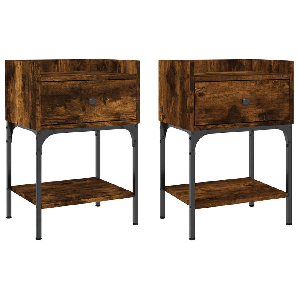 Nachtkastjes 2 st 40,5x31x60 cm bewerkt hout gerookt eikenkleur MeubelReus