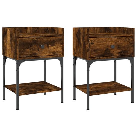 Nachtkastjes 2 st 40,5x31x60 cm bewerkt hout gerookt eikenkleur MeubelReus
