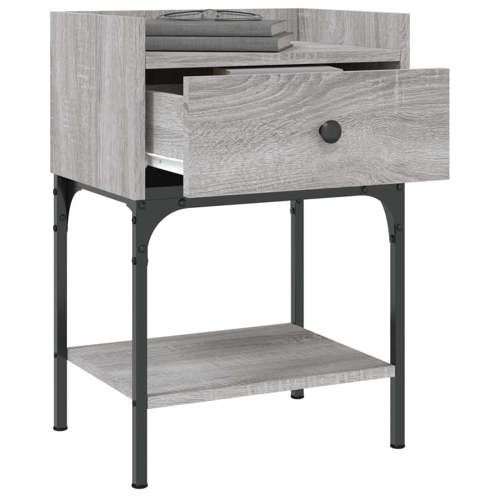 Nachtkastje 40,5x31x60 cm bewerkt hout grijs sonoma MeubelReus