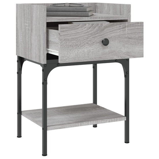 Nachtkastje 40,5x31x60 cm bewerkt hout grijs sonoma MeubelReus