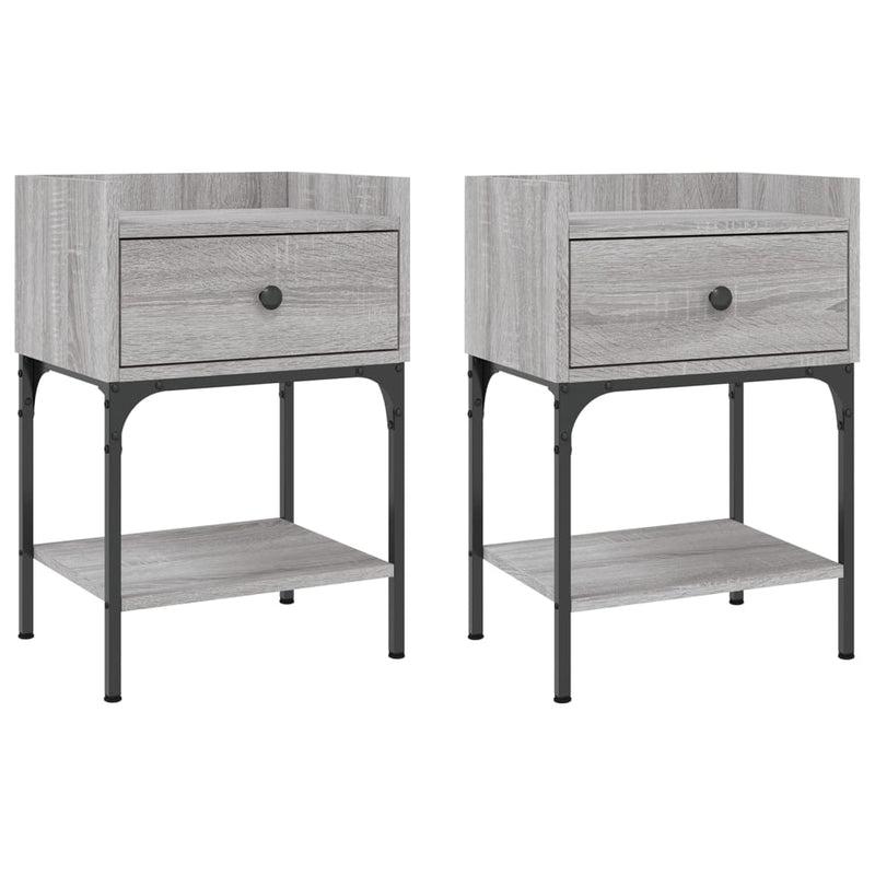 Nachtkastjes 2 st 40,5x31x60 cm bewerkt hout grijs sonoma eiken MeubelReus