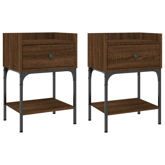 Nachtkastjes 2 st 40,5x31x60 cm bewerkt hout bruin eikenkleur MeubelReus