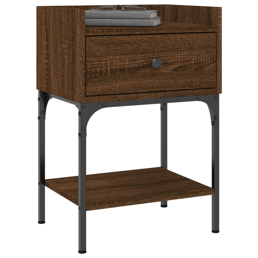 Nachtkastjes 2 st 40,5x31x60 cm bewerkt hout bruin eikenkleur MeubelReus
