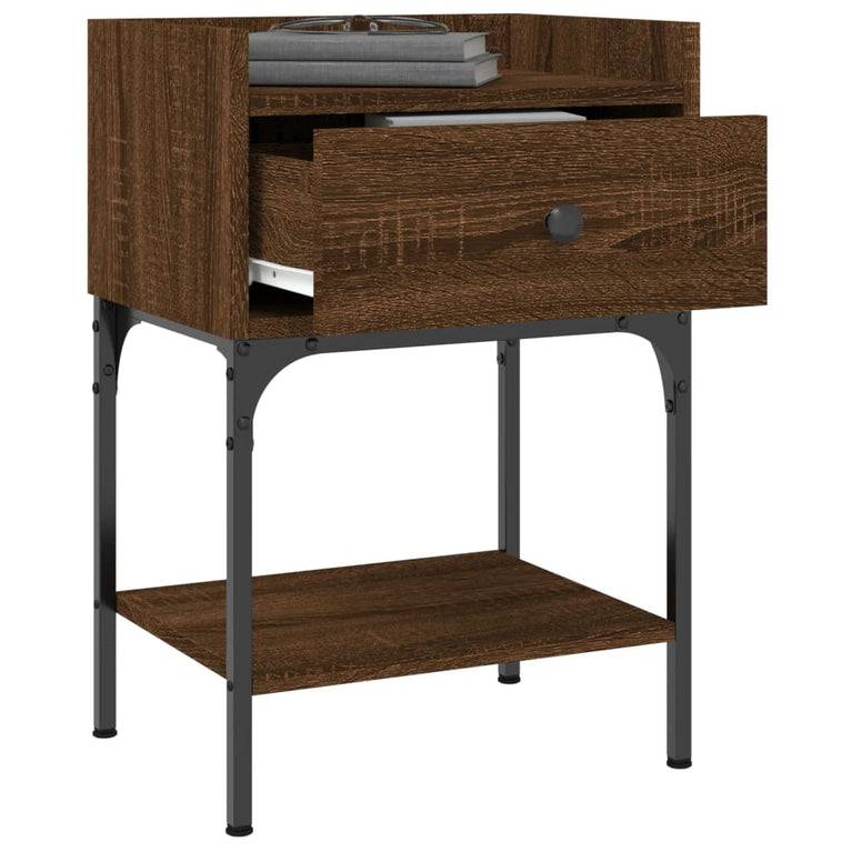 Nachtkastjes 2 st 40,5x31x60 cm bewerkt hout bruin eikenkleur MeubelReus