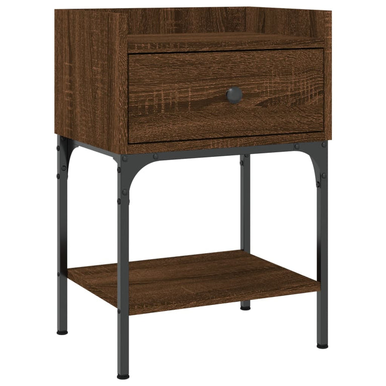 Nachtkastjes 2 st 40,5x31x60 cm bewerkt hout bruin eikenkleur MeubelReus