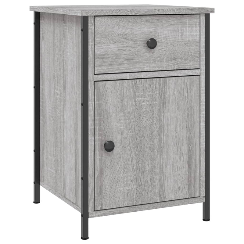 Nachtkastje 40x42x60 cm bewerkt hout grijs sonoma eikenkleurig MeubelReus