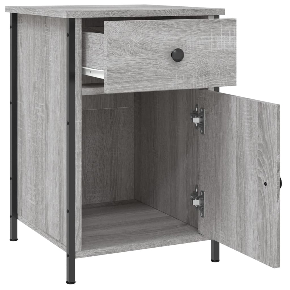 Nachtkastje 40x42x60 cm bewerkt hout grijs sonoma eikenkleurig MeubelReus