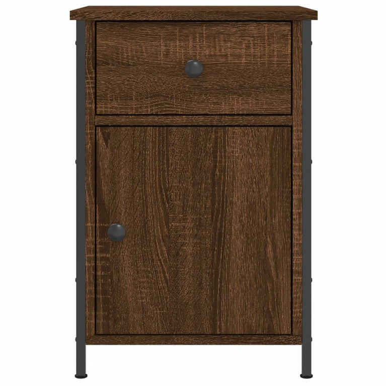 Nachtkastje 40x42x60 cm bewerkt hout bruin eikenkleur MeubelReus