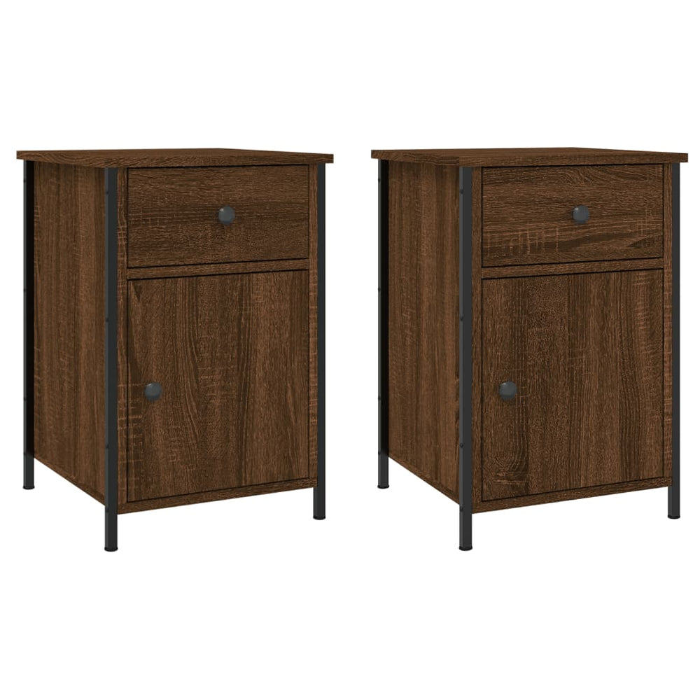 Nachtkastjes 2 st 40x42x60 cm bewerkt hout bruin eikenkleur MeubelReus