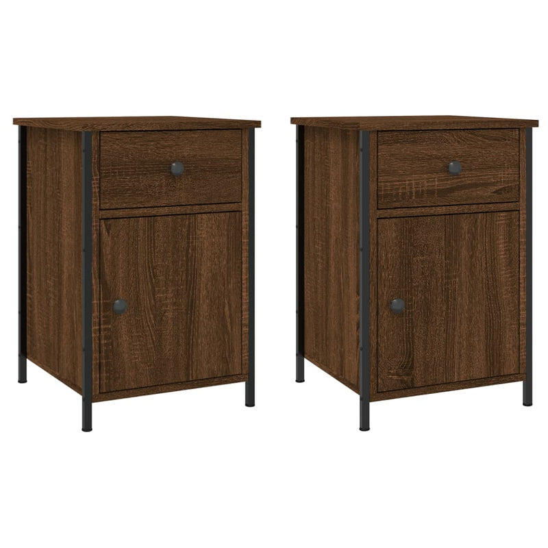 Nachtkastjes 2 st 40x42x60 cm bewerkt hout bruin eikenkleur MeubelReus