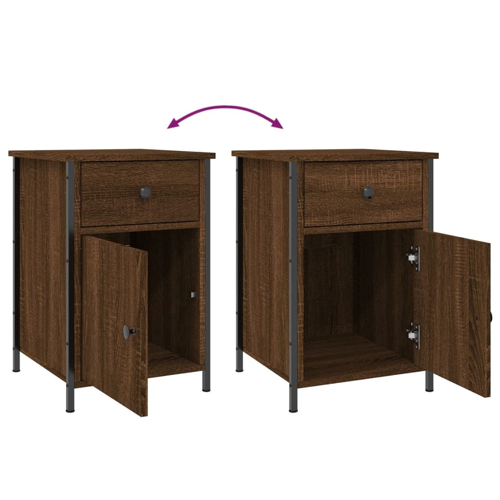 Nachtkastjes 2 st 40x42x60 cm bewerkt hout bruin eikenkleur MeubelReus