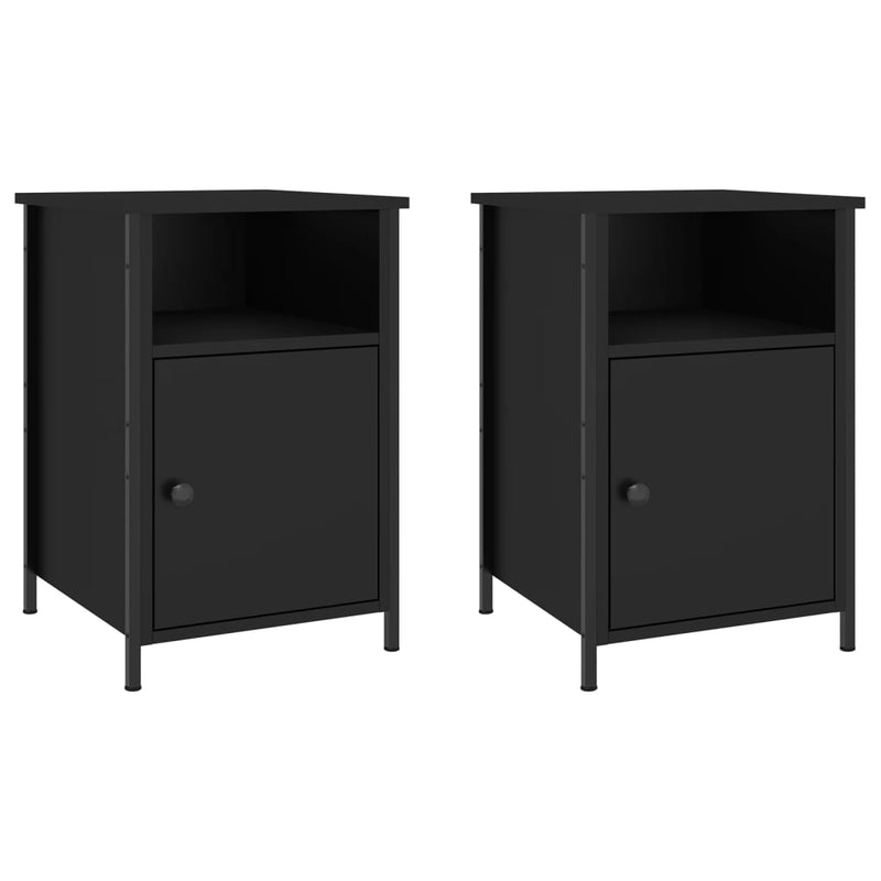 Nachtkastjes 2 st 40x42x60 cm bewerkt hout zwart MeubelReus