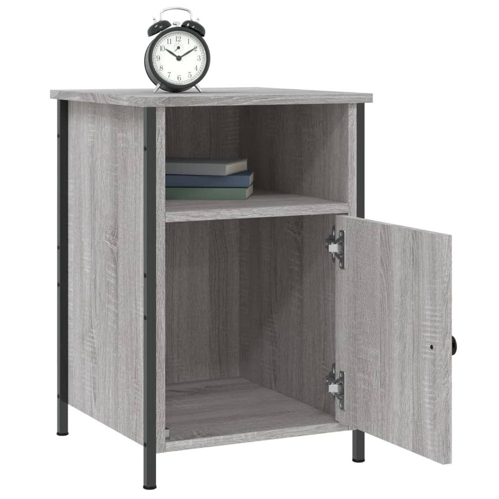 Nachtkastje 40x42x60 cm bewerkt hout grijs sonoma eikenkleurig MeubelReus