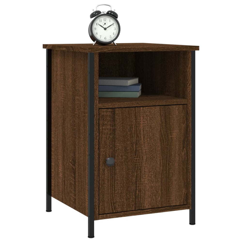 Nachtkastje 40x42x60 cm bewerkt hout bruin eikenkleur MeubelReus
