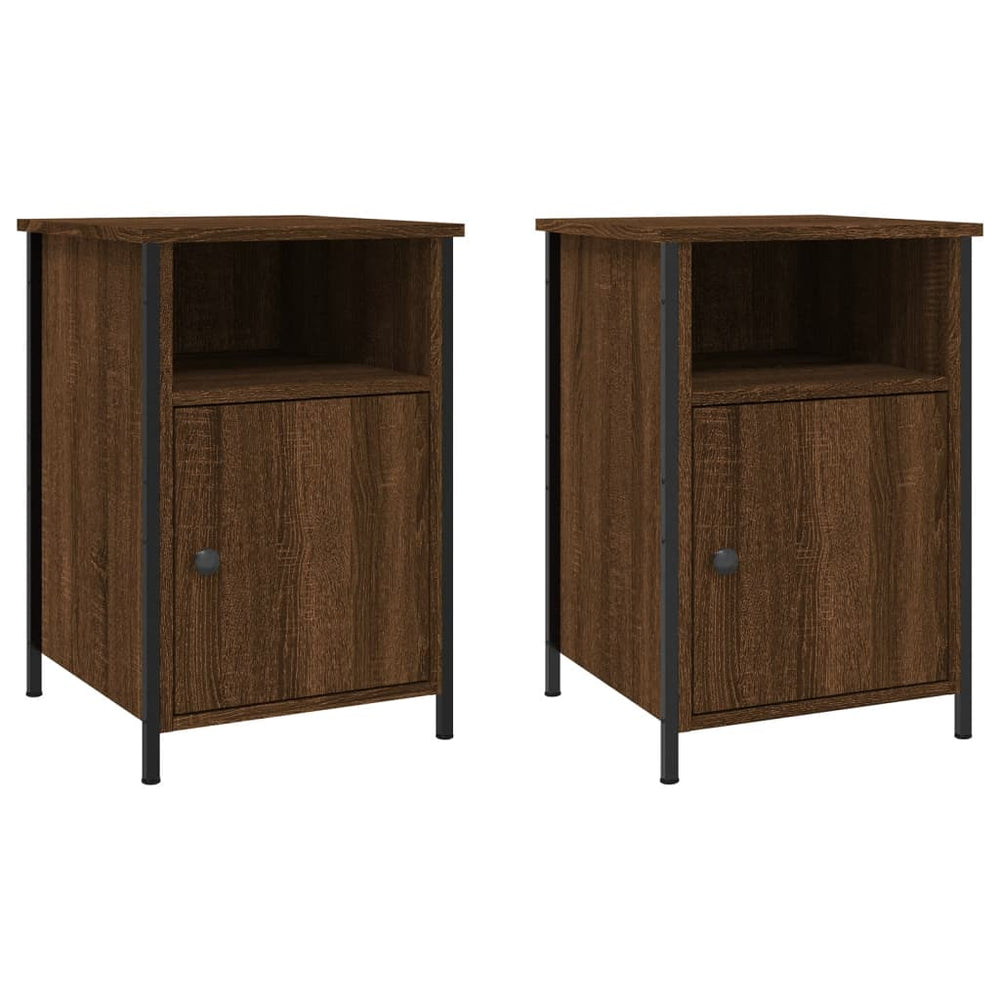 Nachtkastjes 2 st 40x42x60 cm bewerkt hout bruin eikenkleur MeubelReus