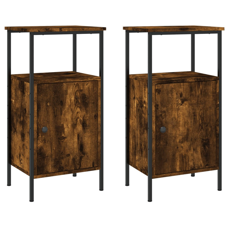 Nachtkastjes 2 st 41x31x80 cm bewerkt hout gerookt eikenkleurig MeubelReus