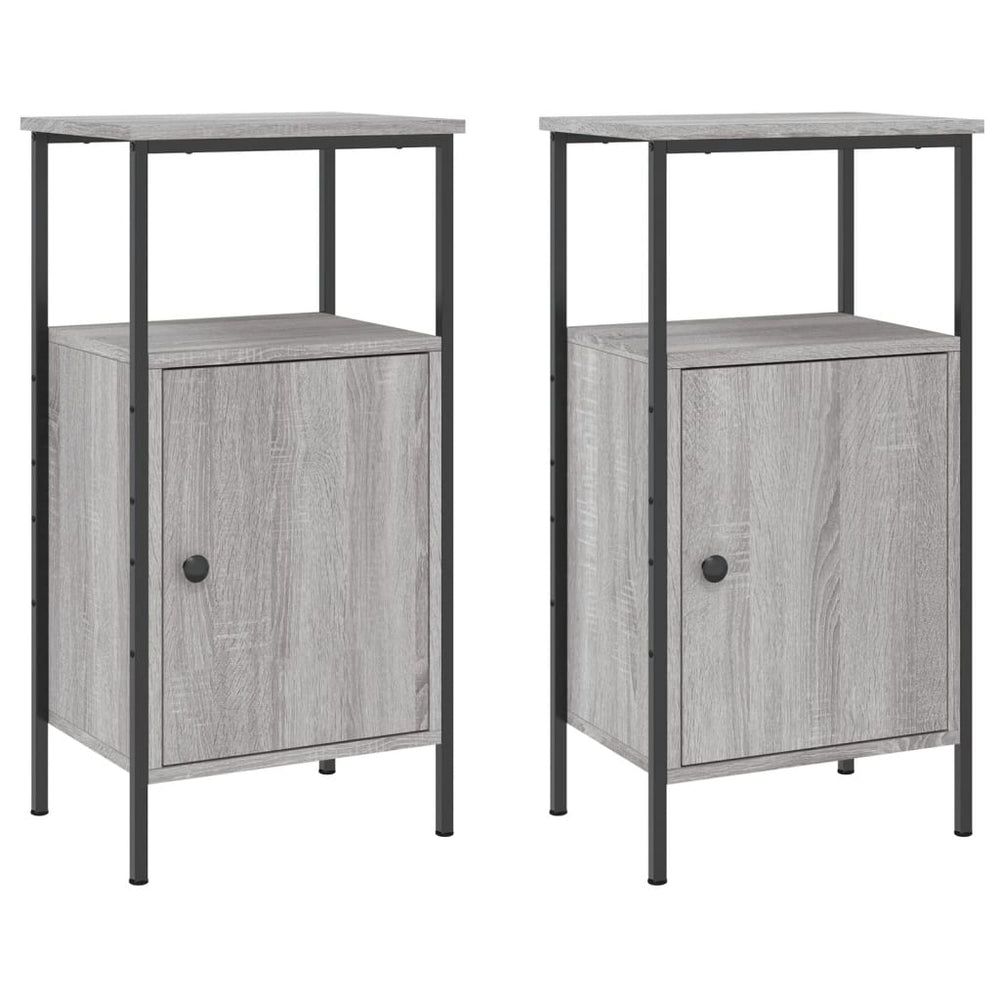 Nachtkastjes 2 st 41x31x80 cm bewerkt hout grijs sonoma eiken MeubelReus