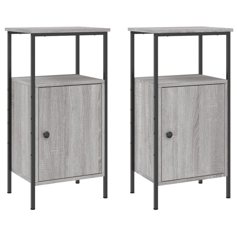Nachtkastjes 2 st 41x31x80 cm bewerkt hout grijs sonoma eiken MeubelReus