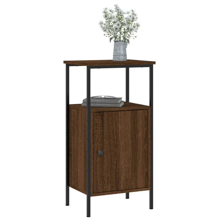 Nachtkastje 41x31x80 cm bewerkt hout bruin eikenkleur MeubelReus