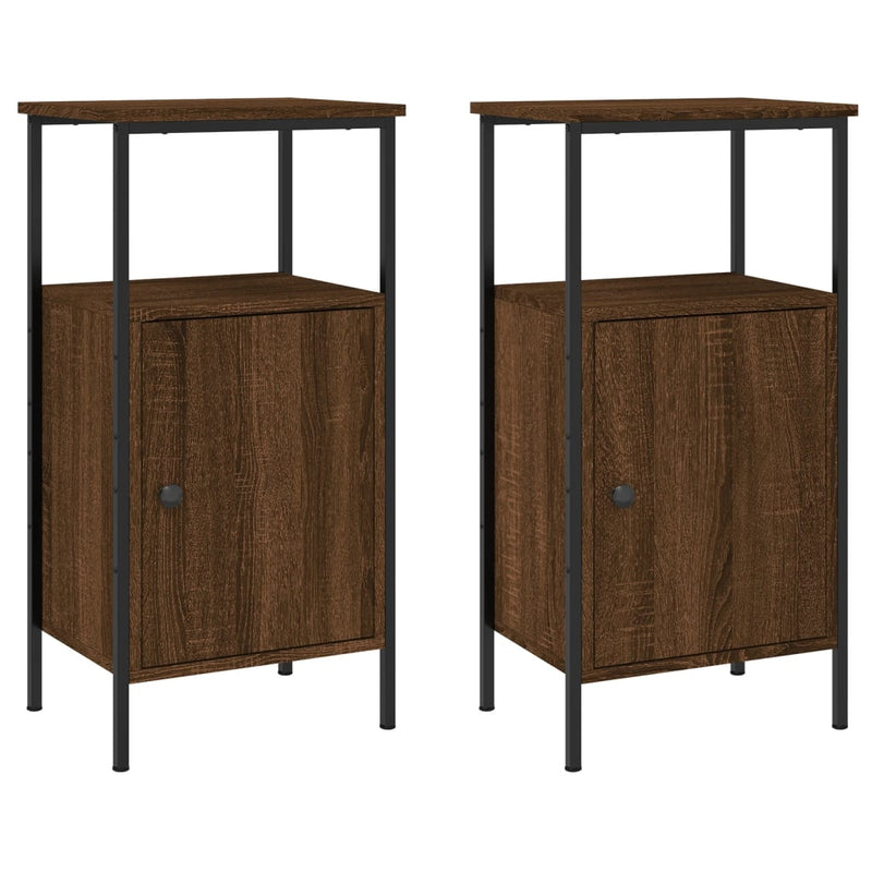 Nachtkastjes 2 st 41x31x80 cm bewerkt hout bruin eikenkleur MeubelReus