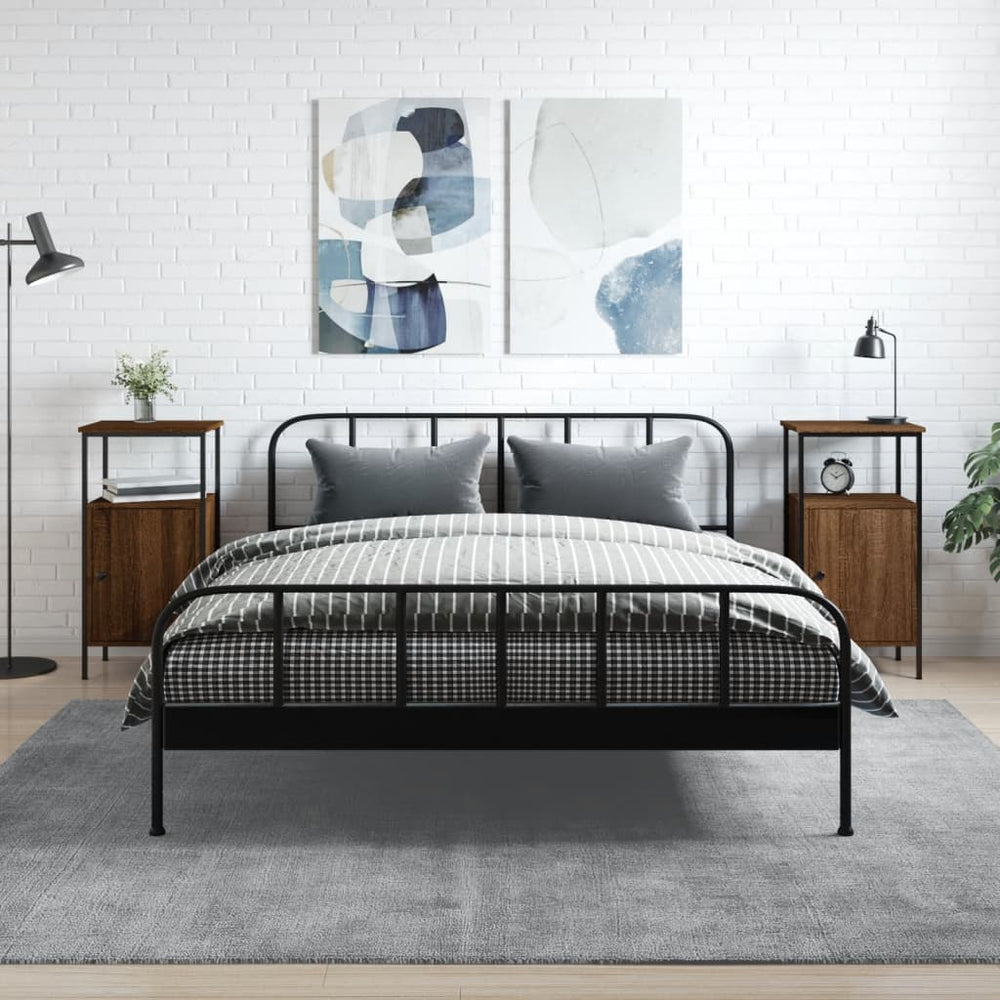 Nachtkastjes 2 st 41x31x80 cm bewerkt hout bruin eikenkleur MeubelReus