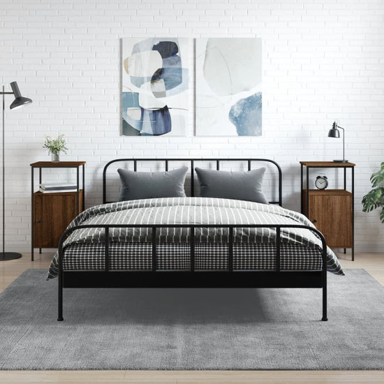 Nachtkastjes 2 st 41x31x80 cm bewerkt hout bruin eikenkleur MeubelReus