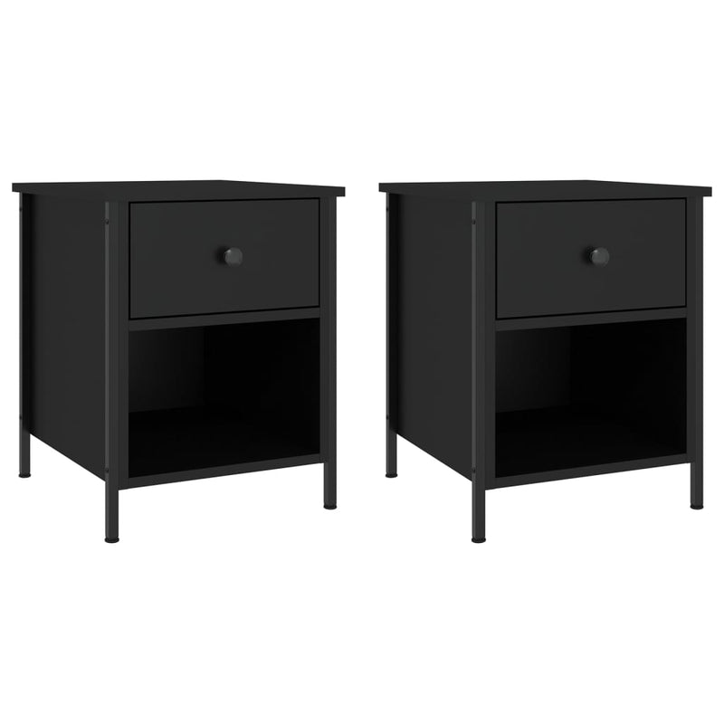 Nachtkastjes 2 st 40x42x50 cm bewerkt hout zwart MeubelReus
