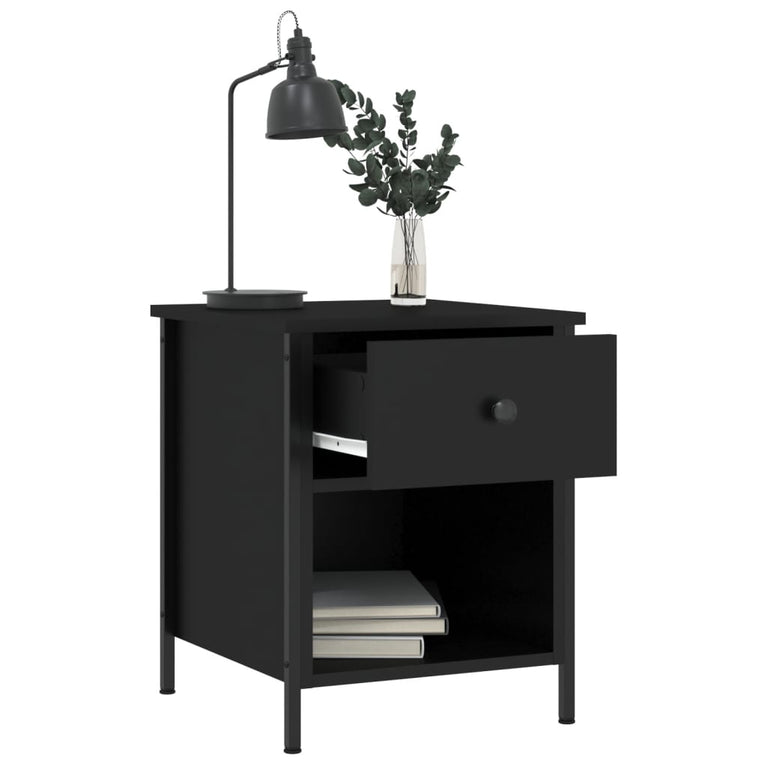 Nachtkastjes 2 st 40x42x50 cm bewerkt hout zwart MeubelReus