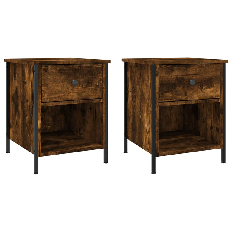 Nachtkastjes 2 st 40x42x50 cm bewerkt hout gerookt eikenkleurig MeubelReus