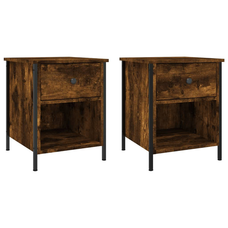 Nachtkastjes 2 st 40x42x50 cm bewerkt hout gerookt eikenkleurig MeubelReus