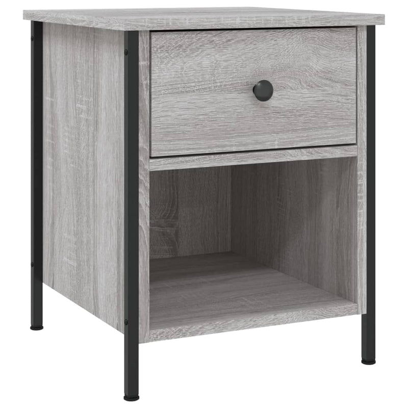 Nachtkastje 40x42x50 cm bewerkt hout grijs sonoma eikenkleurig MeubelReus