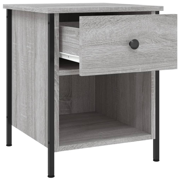 Nachtkastje 40x42x50 cm bewerkt hout grijs sonoma eikenkleurig MeubelReus