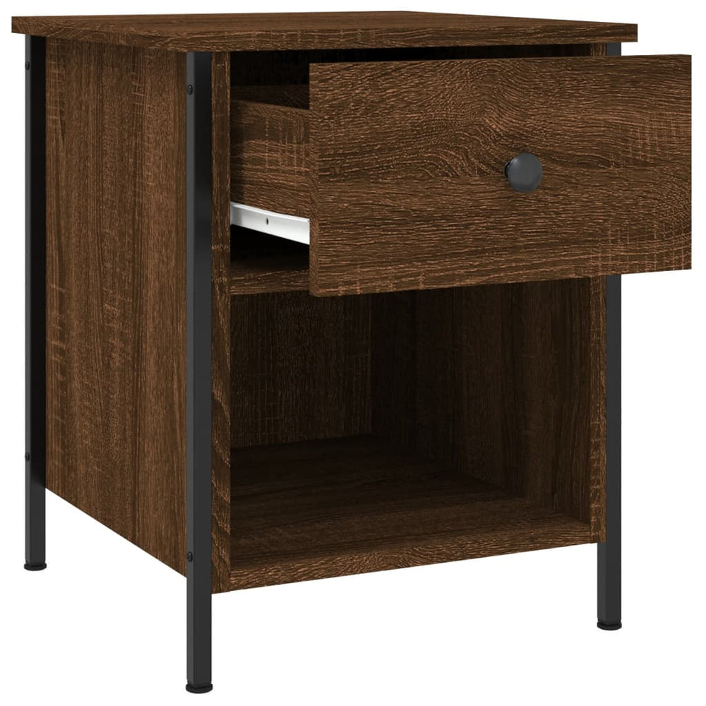 Nachtkastje 40x42x50 cm bewerkt hout bruin eikenkleur MeubelReus