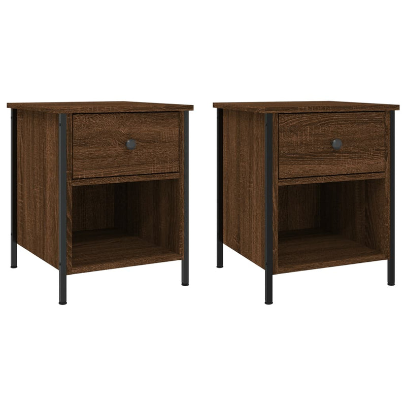 Nachtkastjes 2 st 40x42x50 cm bewerkt hout bruin eikenkleur MeubelReus