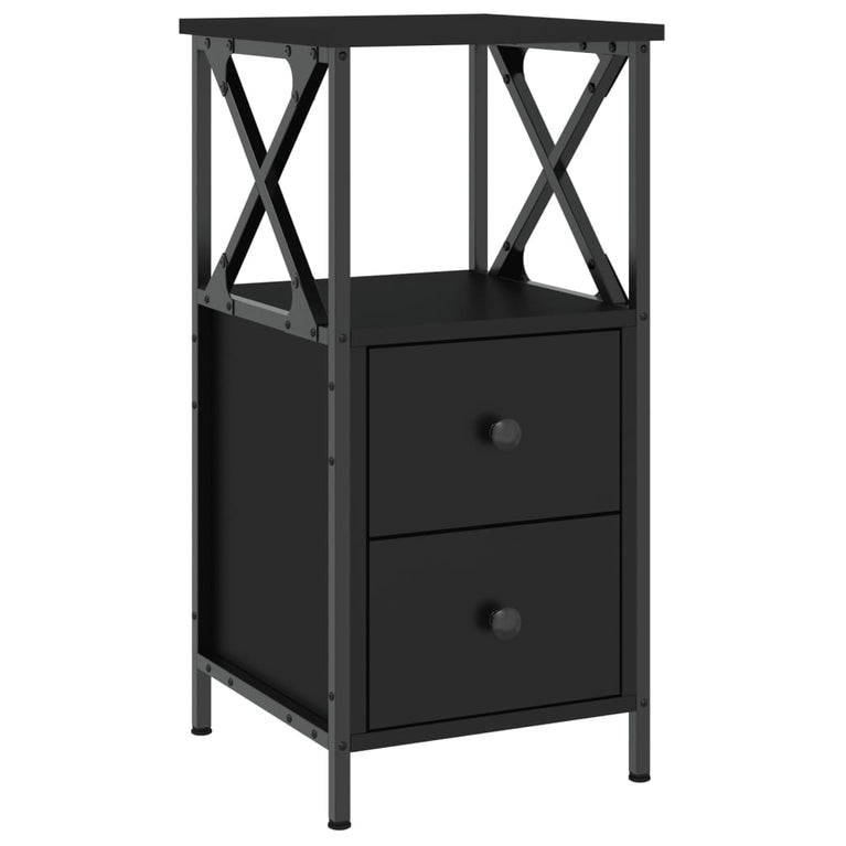 Nachtkastjes 2 st 34x35,5x70 cm bewerkt hout zwart MeubelReus
