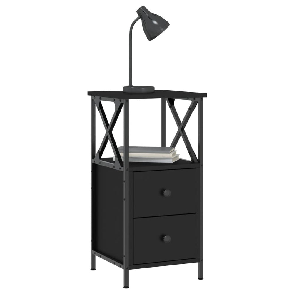 Nachtkastjes 2 st 34x35,5x70 cm bewerkt hout zwart MeubelReus
