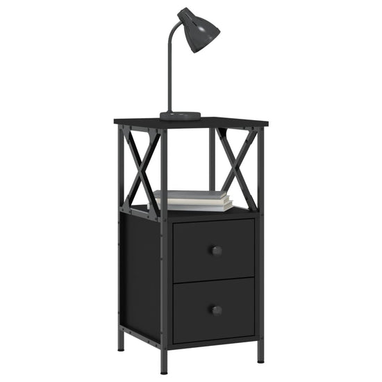Nachtkastjes 2 st 34x35,5x70 cm bewerkt hout zwart MeubelReus